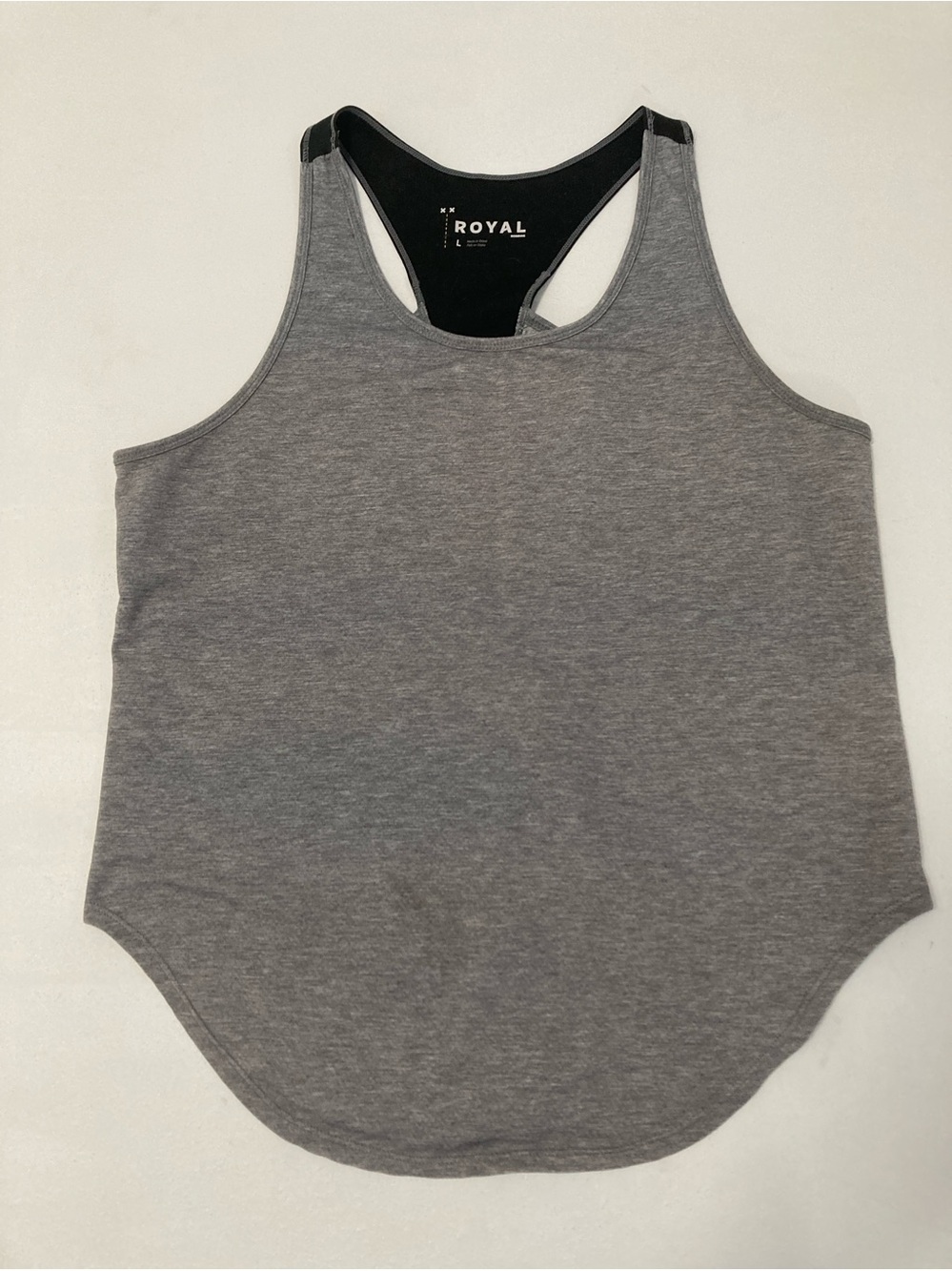 ROYAL Women's Size L Gray Heather Racerback Athletic Tank Top Sport Shirt gym